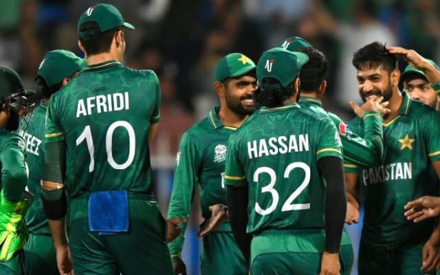 Pakistan cricket team celebrates victory against West Indies in 1st ODI 2025 at Brian Lara Stadium