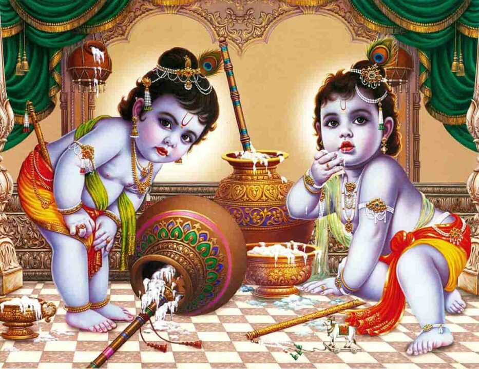 माखन चोरी करते हुए बाल कृष्ण की प्यारी छवि, कृष्ण जन्माष्टमी 2025 के अवसर पर