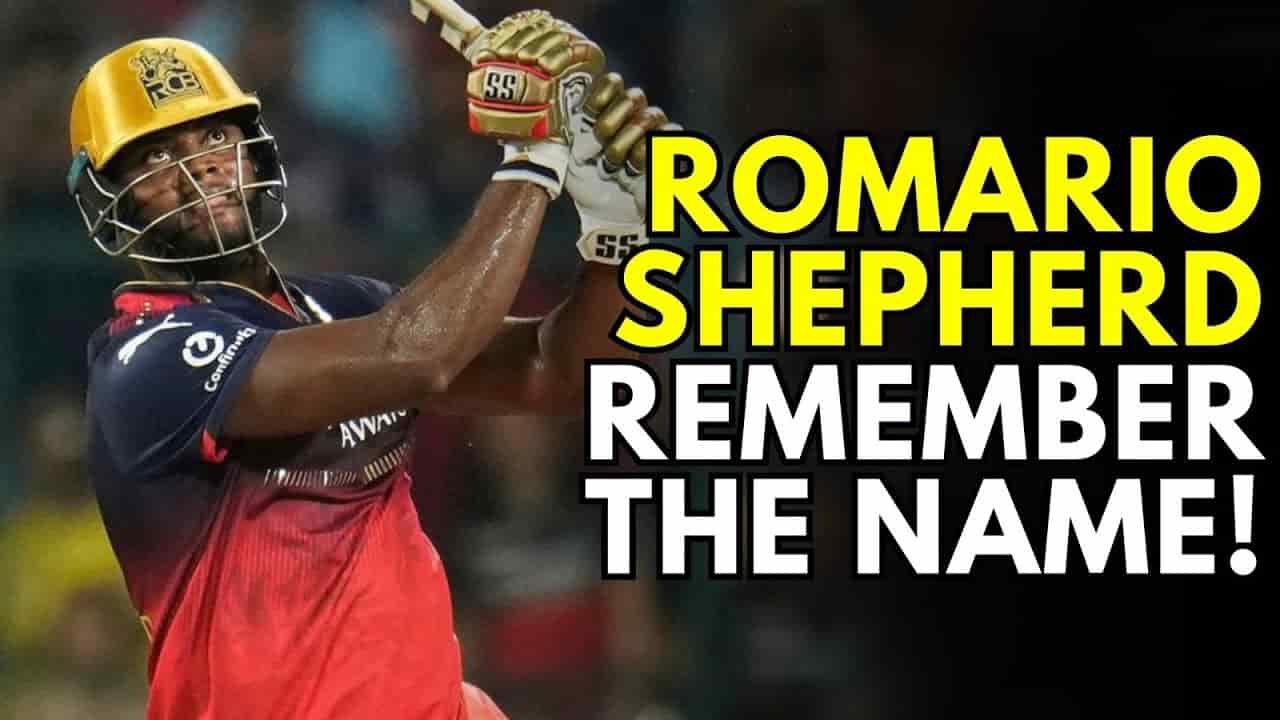 1 ओवर में 22 रन – Romario Shepherd नाम का तूफ़ान 4 Romario Shepherd celebrating with bat after explosive innings – Remember the Name moment.