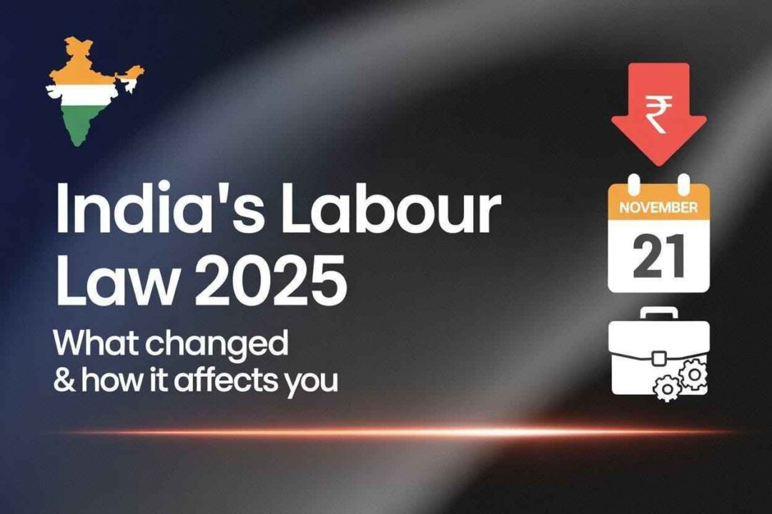 New Labour Law 2025 India – wage code, PF rule changes, gratuity reforms infographic”