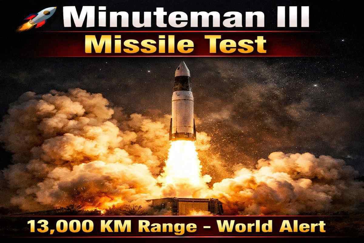 Minuteman III missile test launch by USA showing 13,000 km range ICBM missile