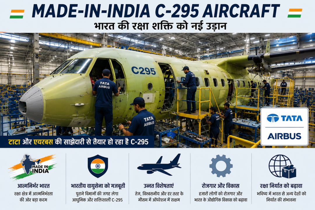 टाटा-एयरबस उत्पादन संयंत्र में भारत का Made-in-India C-295 Aircraft निर्माणाधीन, इंजीनियर विमान असेंबली कार्य करते हुए